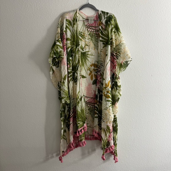 Charlie Paige Other - Charlie Paige Women’s 100% Cotton Resort Floral Swim Cover Up Kimono One Size